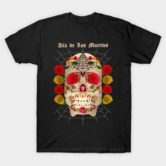 Dia De Los Muertos Spiders T-Shirt by apadilladesign